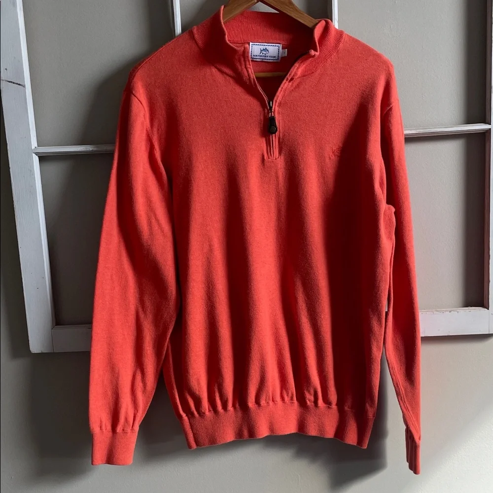 Southern Tide Vibrant Orange Zip-Up Sweater